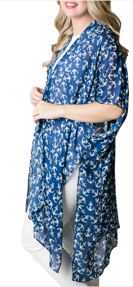 Kimono - Anchor Theme Blue with White Anchors